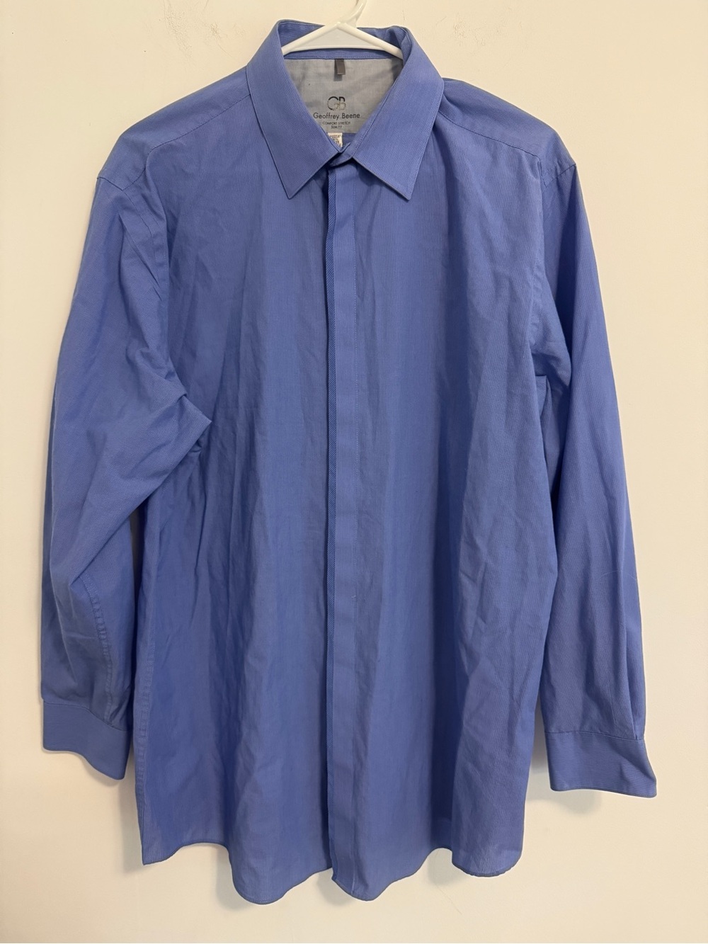 Geoffrey Beene Solid Blue Dress Shirt